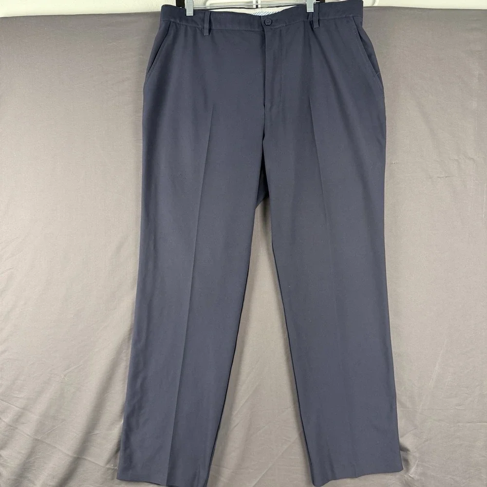 FootJoy Stretch Golf Pants Blue Solid Flat Front Classic Fit 34x32 Pockets